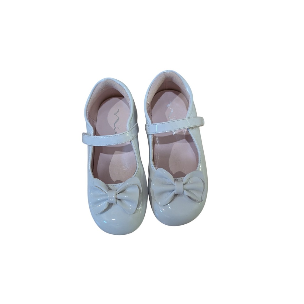 Nina Posey Girls White Patent Bow Mary Jane Dress Shoes Size 9